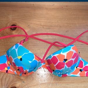Aerie pink and blue bikini top size 34B